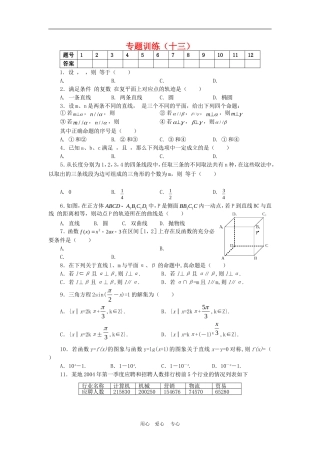 高三数学选择题专题训练（十三）