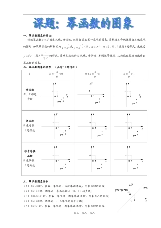 高三数学课题：幂函数的图象全国通用【精品】