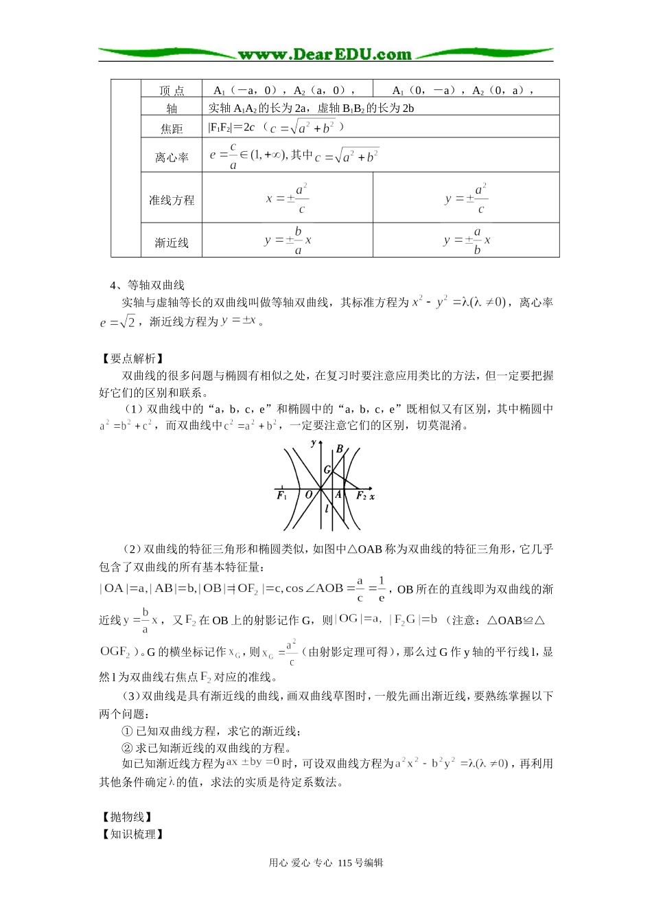 高三数学解析几何部分复习 双曲线和抛物线 人教实验版B_第2页