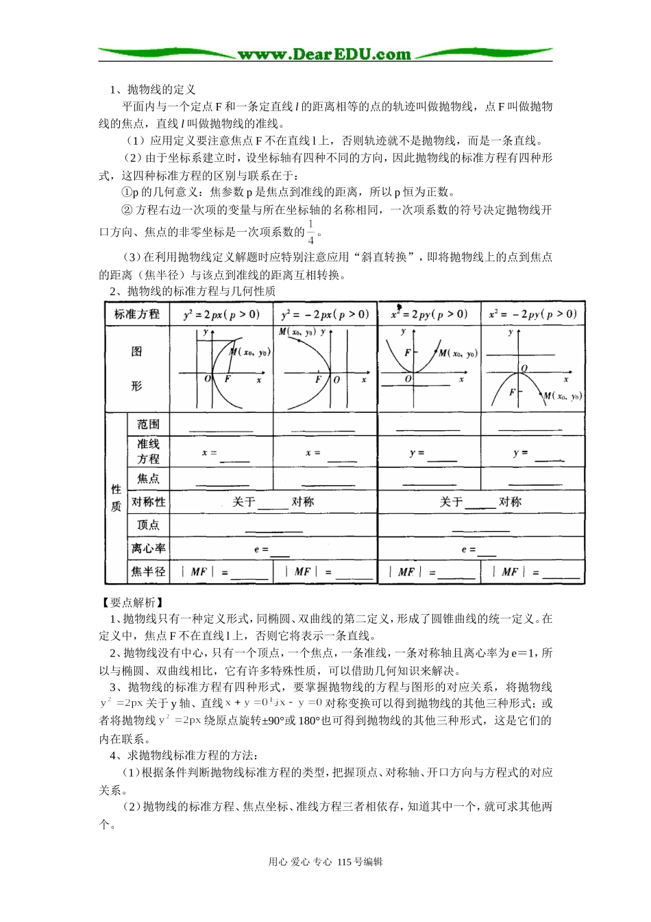 高三数学解析几何部分复习 双曲线和抛物线 人教实验版B_第3页