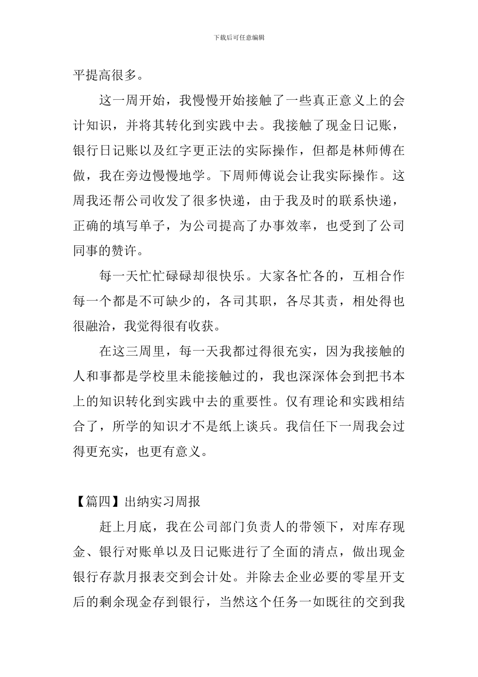 出纳实习周报_第3页