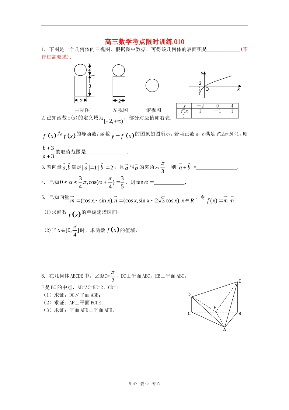 高三数学考点限时训练010_第1页