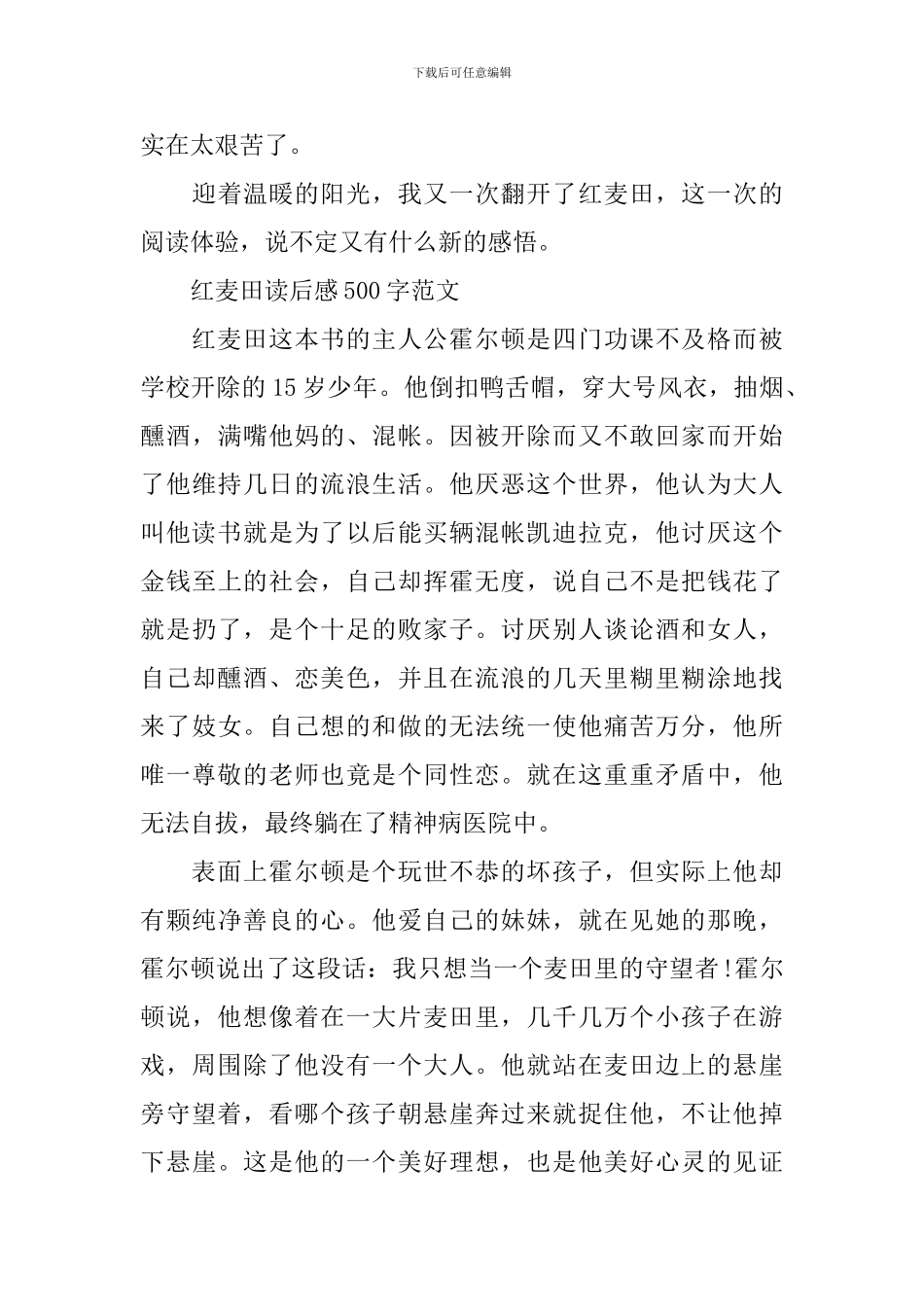 《红麦田》读后感_第3页
