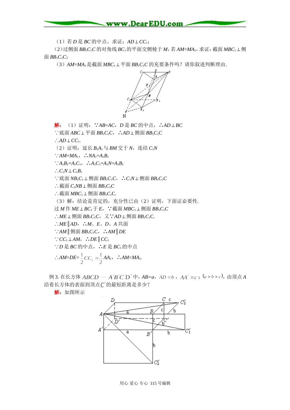 高三数学第二轮专题复习五  立体几何人教实验版（B）知识精讲_第3页