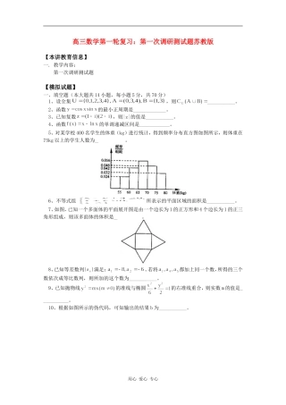 高三数学第一轮复习：第一次调研测试题苏教版知识精讲