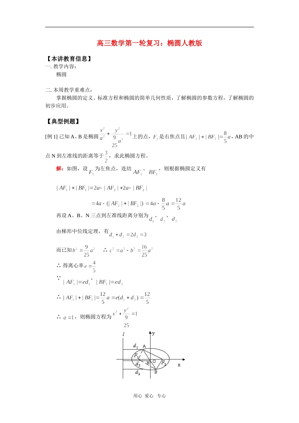 高三数学第一轮复习：椭圆人教版_第1页