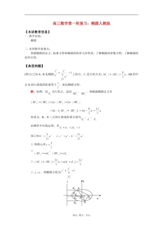 高三数学第一轮复习：椭圆人教版
