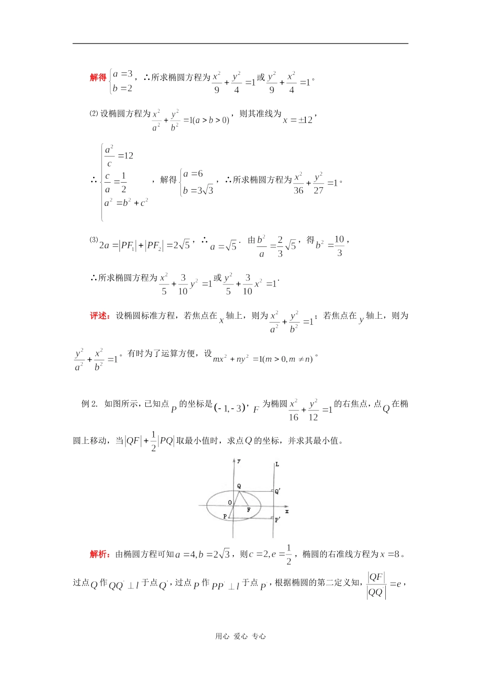 高三数学第一轮复习：椭圆的定义、性质及标准方程知识精讲_第3页