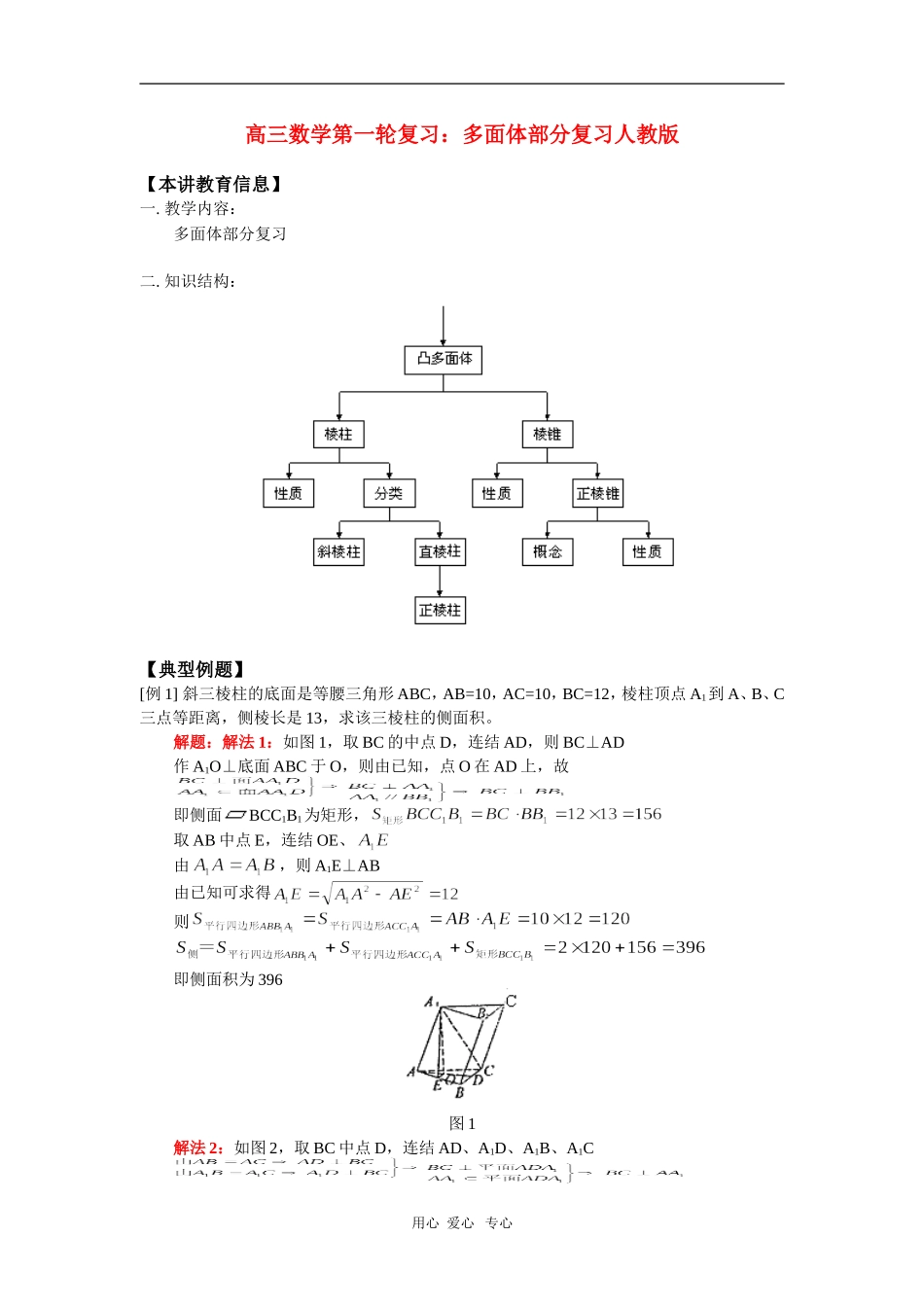 高三数学第一轮复习：多面体部分复习人教版_第1页