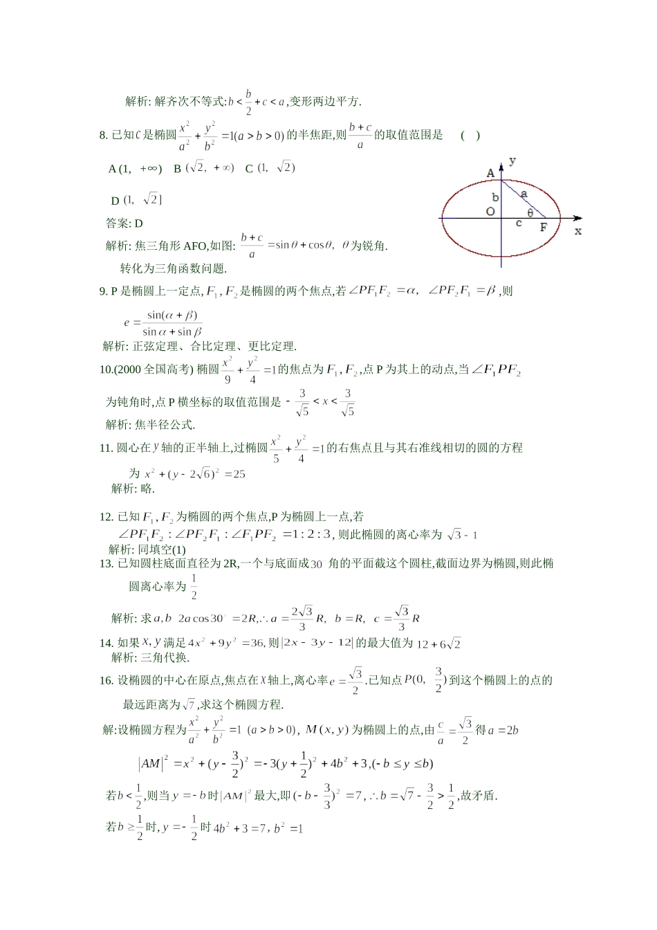 高三数学第一轮复习圆锥曲线同步和单元试题[整理8套]_第2页