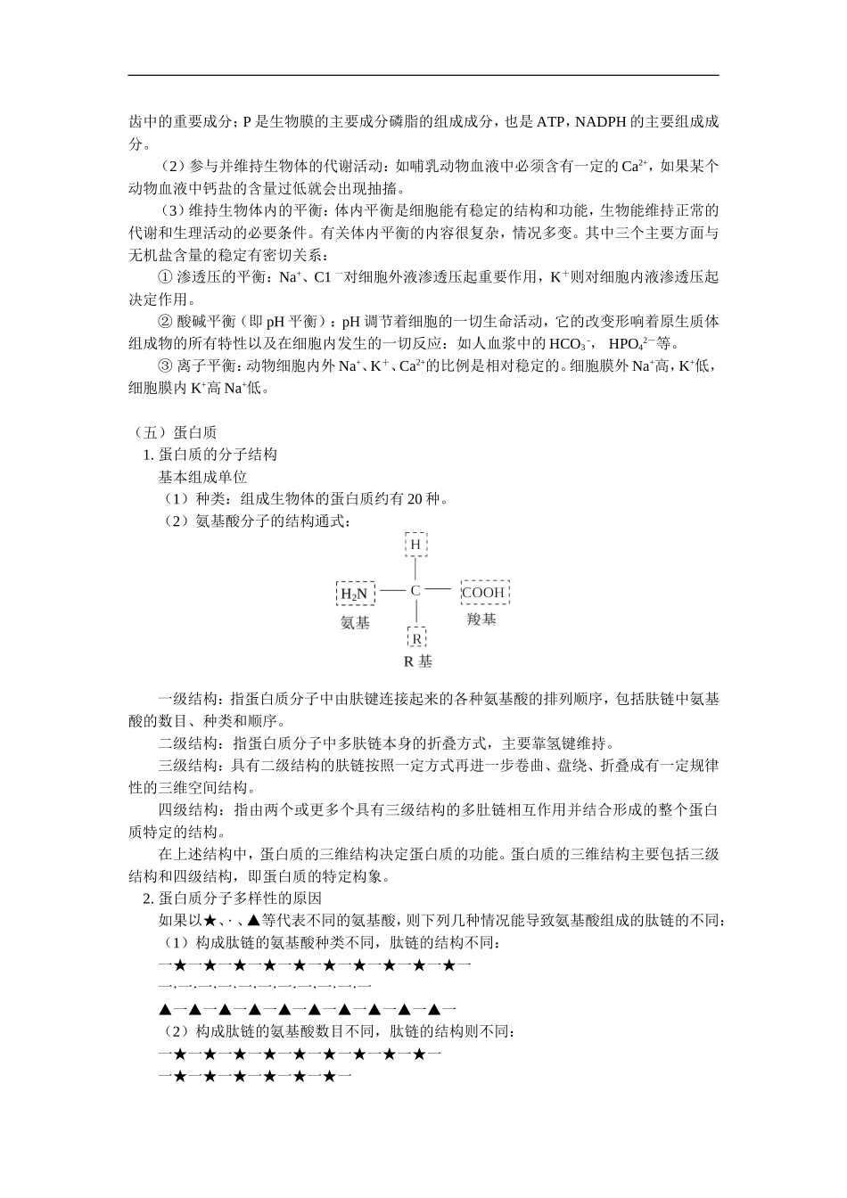 高三数学第2章　组成细胞的分子人教实验版知识精讲_第3页