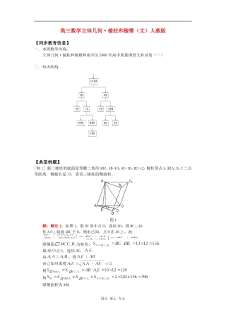 高三数学立体几何•棱柱和棱锥（文）人教版