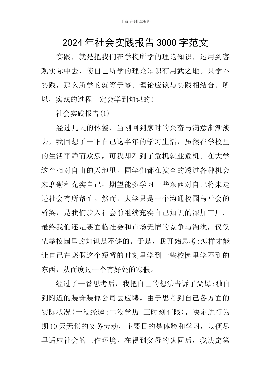 2024年社会实践报告3000字范文_第1页