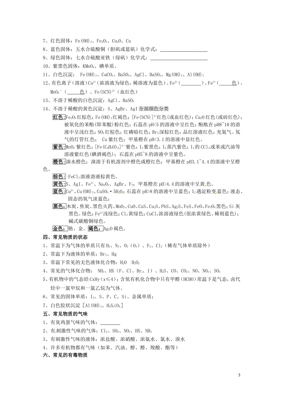 （衔接课程）2014年高二升高三化学暑假辅导资料 第十讲 无机化学知识与综合应用_第3页