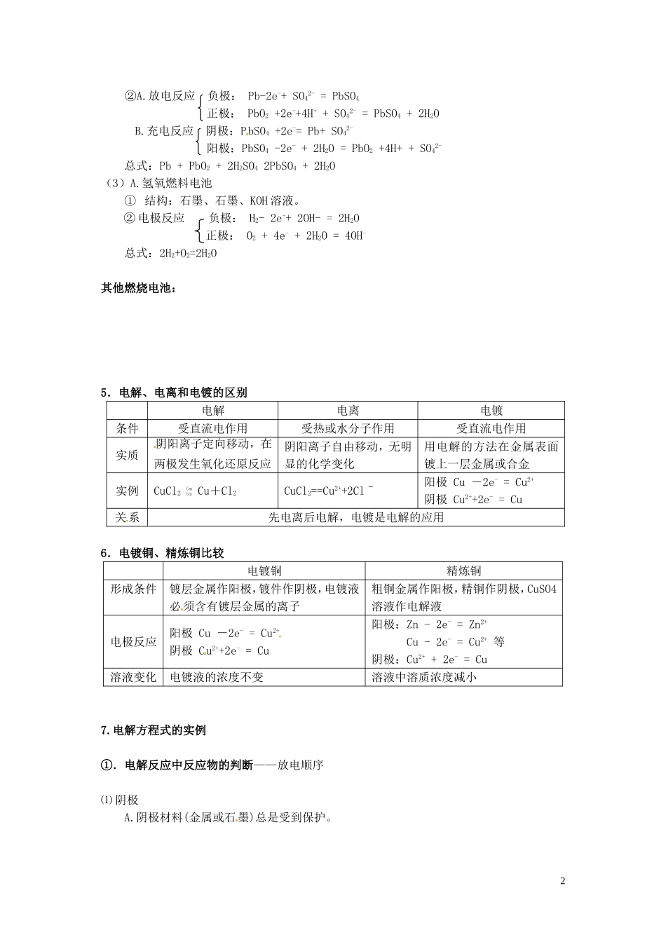 （衔接课程）2014年高二升高三化学暑假辅导资料 第三讲 原电池和电解池_第2页