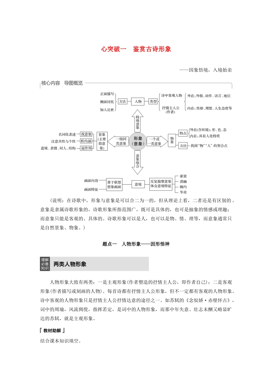 （浙江专用）高考语文总复习 专题十二 古诗词鉴赏Ⅲ核心突破一 鉴赏古诗形象讲义-人教版高三全册语文教案_第1页