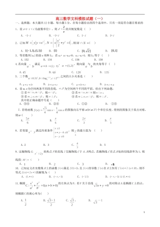 高三数学模拟押题（一）文-人教版高三全册数学试题
