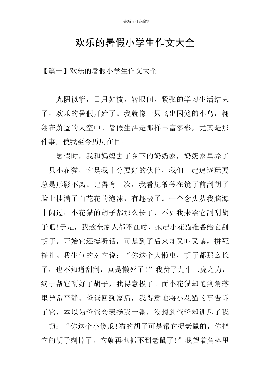 快乐的暑假小学生作文大全_第1页