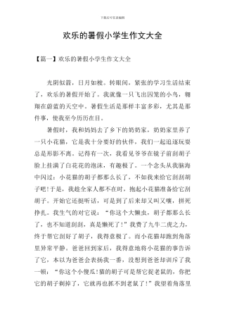 快乐的暑假小学生作文大全