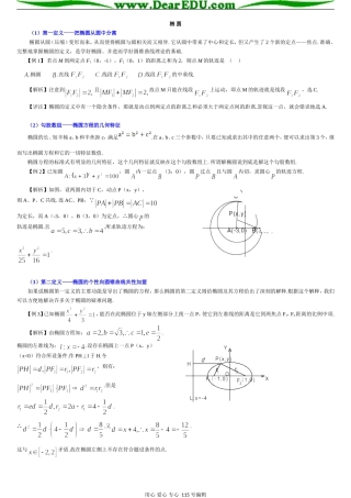 高三数学椭圆习题精选精讲