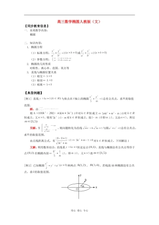 高三数学椭圆人教版（文）知识精讲