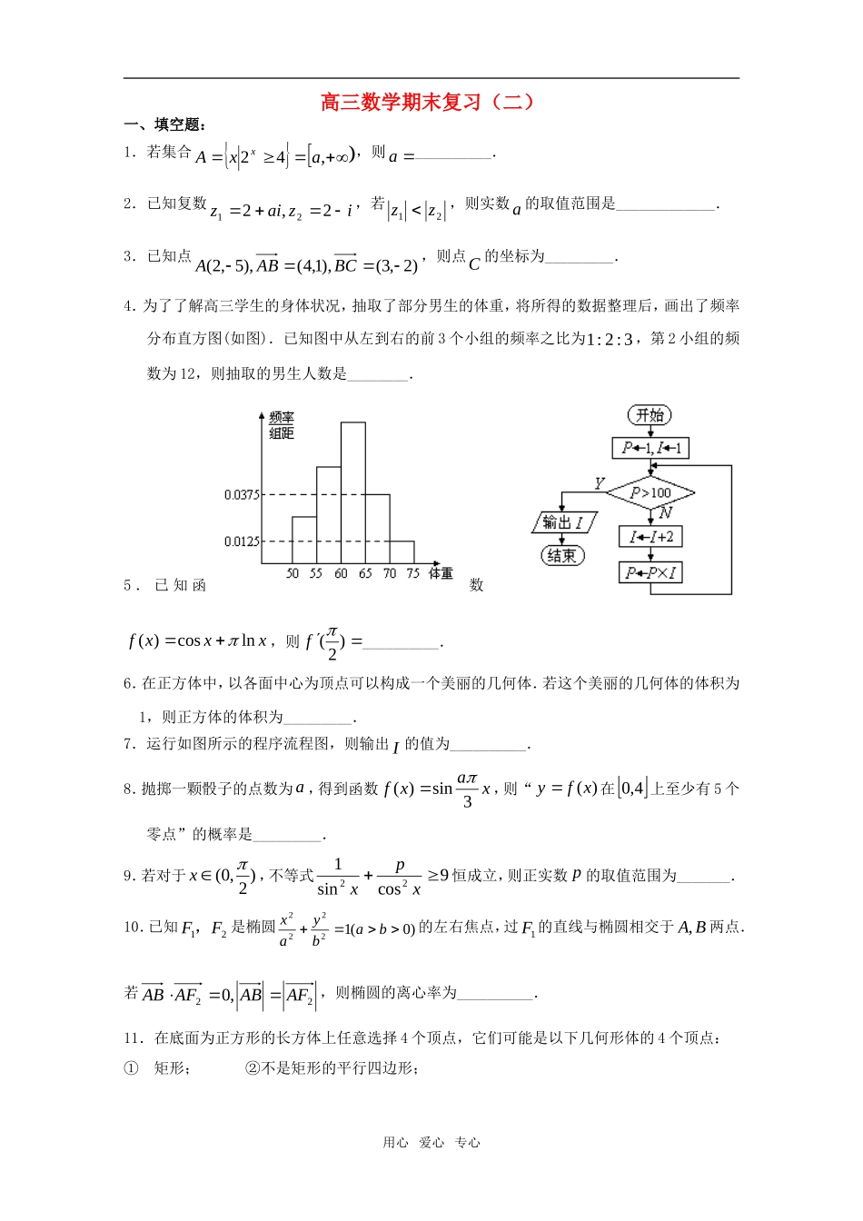 高三数学期末复习二苏教版_第1页