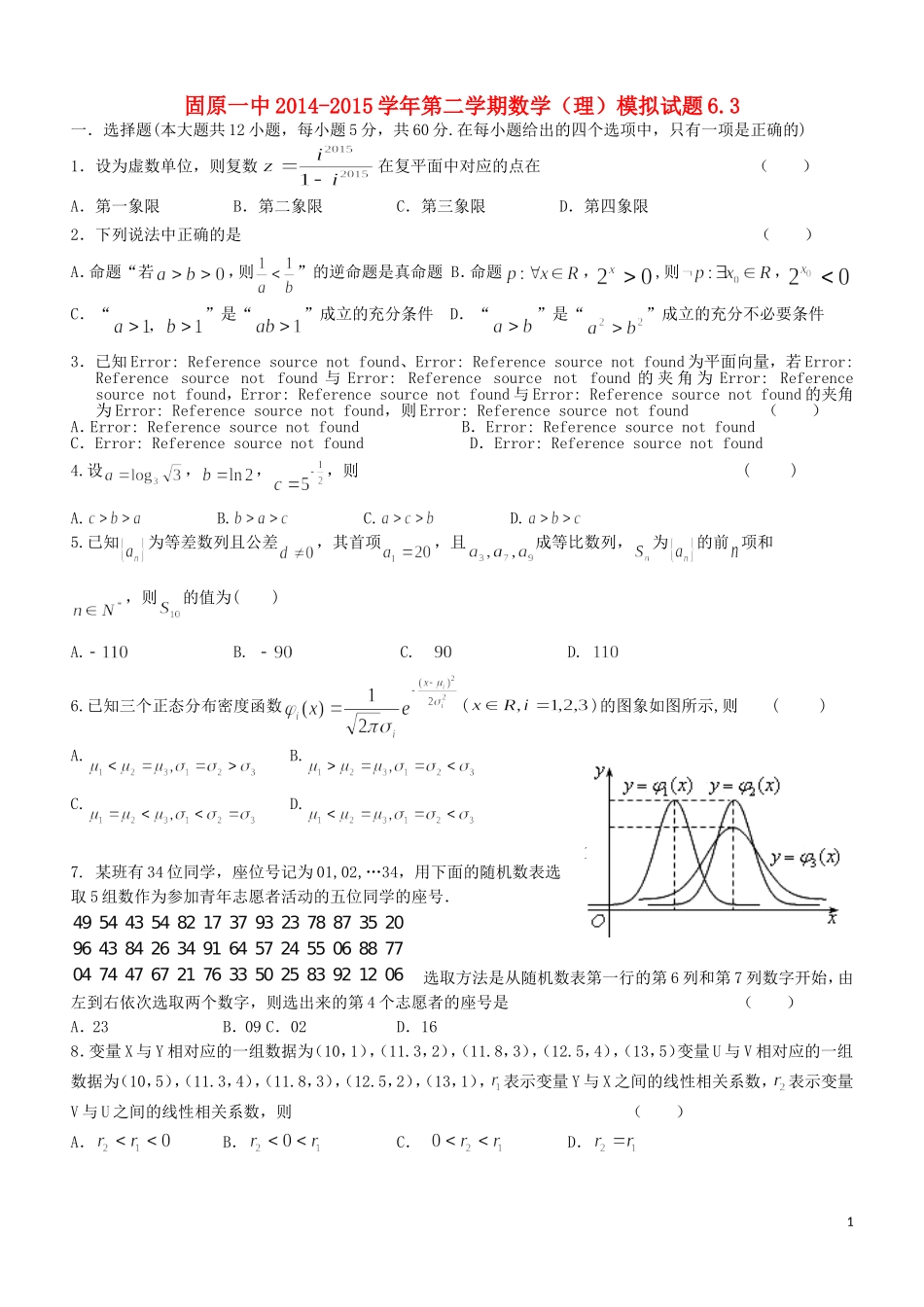 高三数学最后冲刺模拟试题 理-人教版高三全册数学试题_第1页