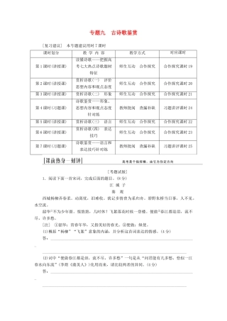 （江西专用）2014届高三语文总复习 专题9 古诗歌鉴赏配套讲解文档