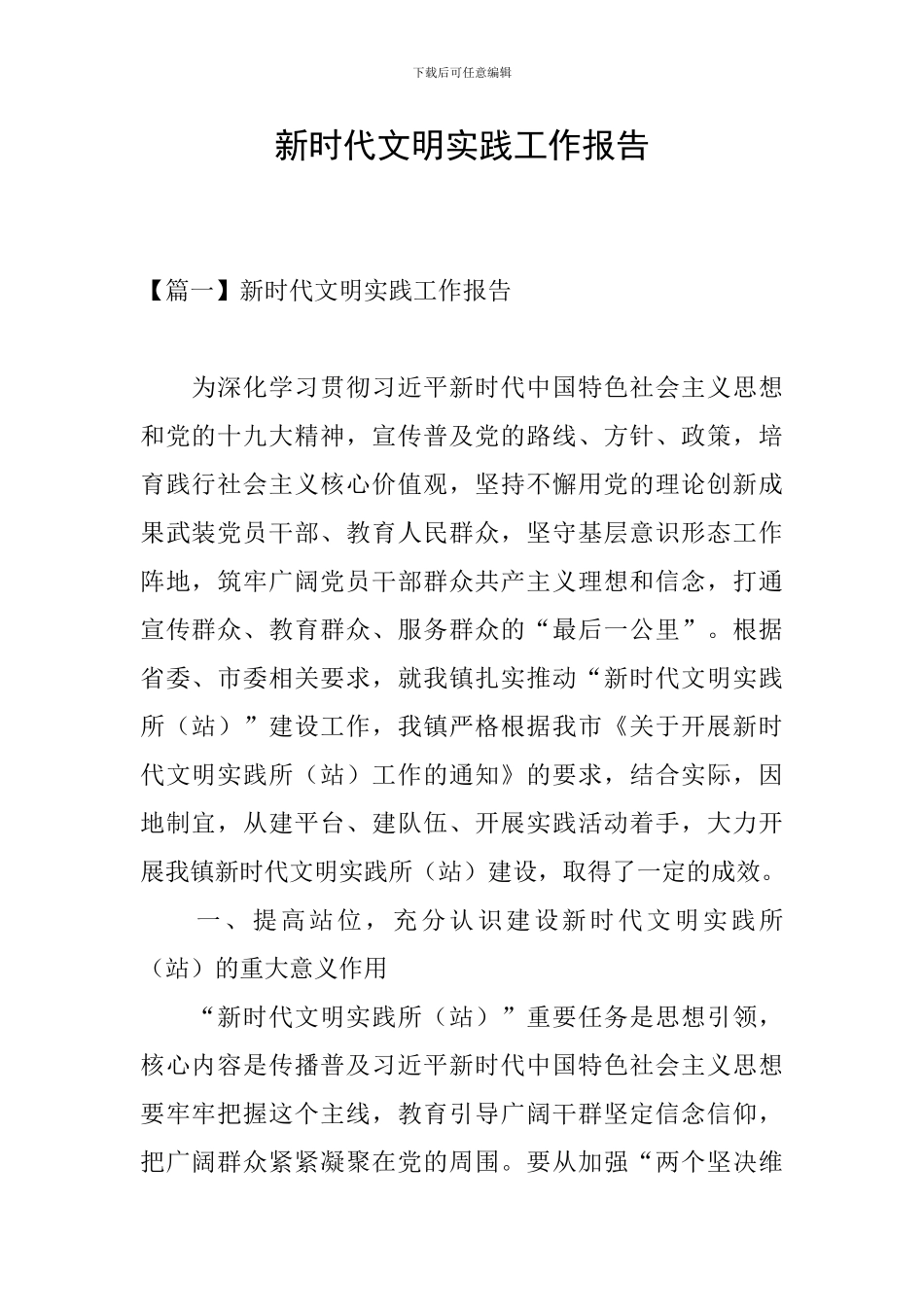 新时代文明实践工作报告_第1页