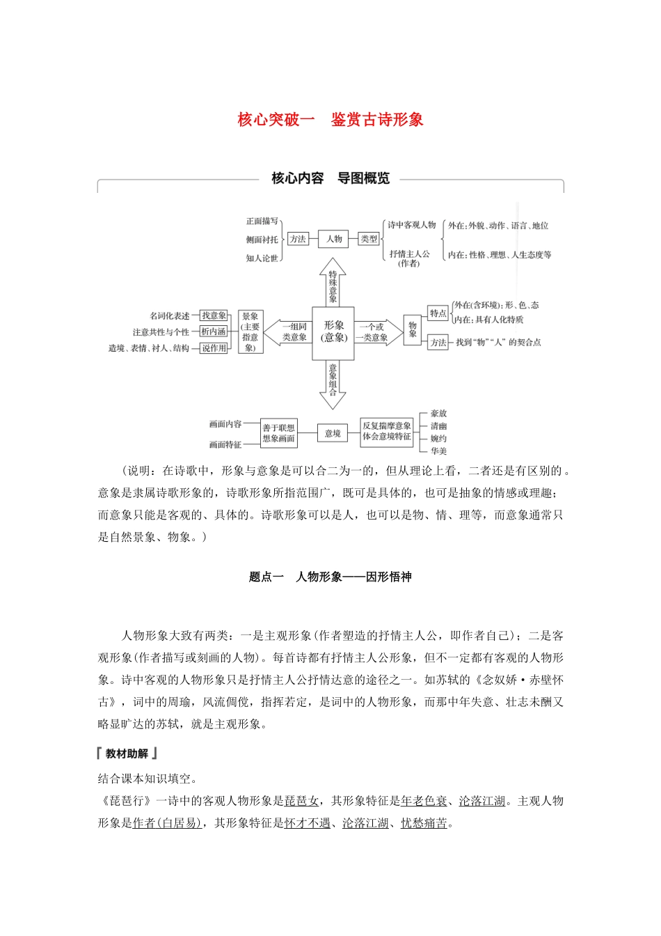 （江苏专用）高考语文新增分大一轮复习 第四章 古诗词鉴赏 专题三 核心突破一鉴赏古诗形象讲义（含解析）-人教版高三全册语文教案_第1页
