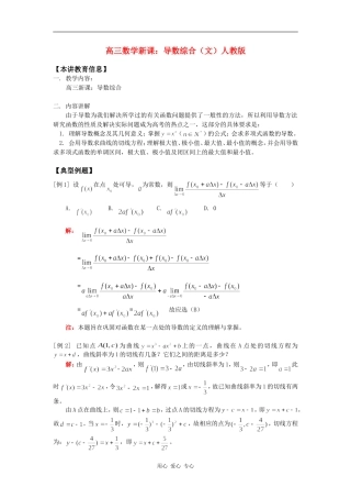 高三数学新课：导数综合（文）人教版