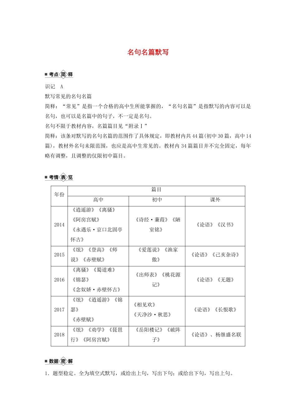 （江苏专用）高考语文新增分大一轮复习 第五章 名句名篇默写讲义（含解析）-人教版高三全册语文教案_第1页