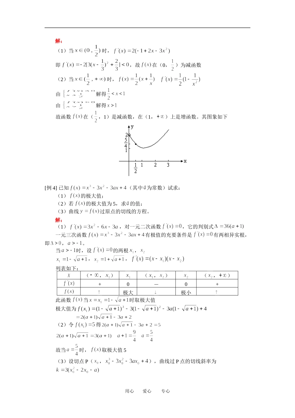 高三数学文导数的应用（一）单调性与极值人教版知识精讲_第2页