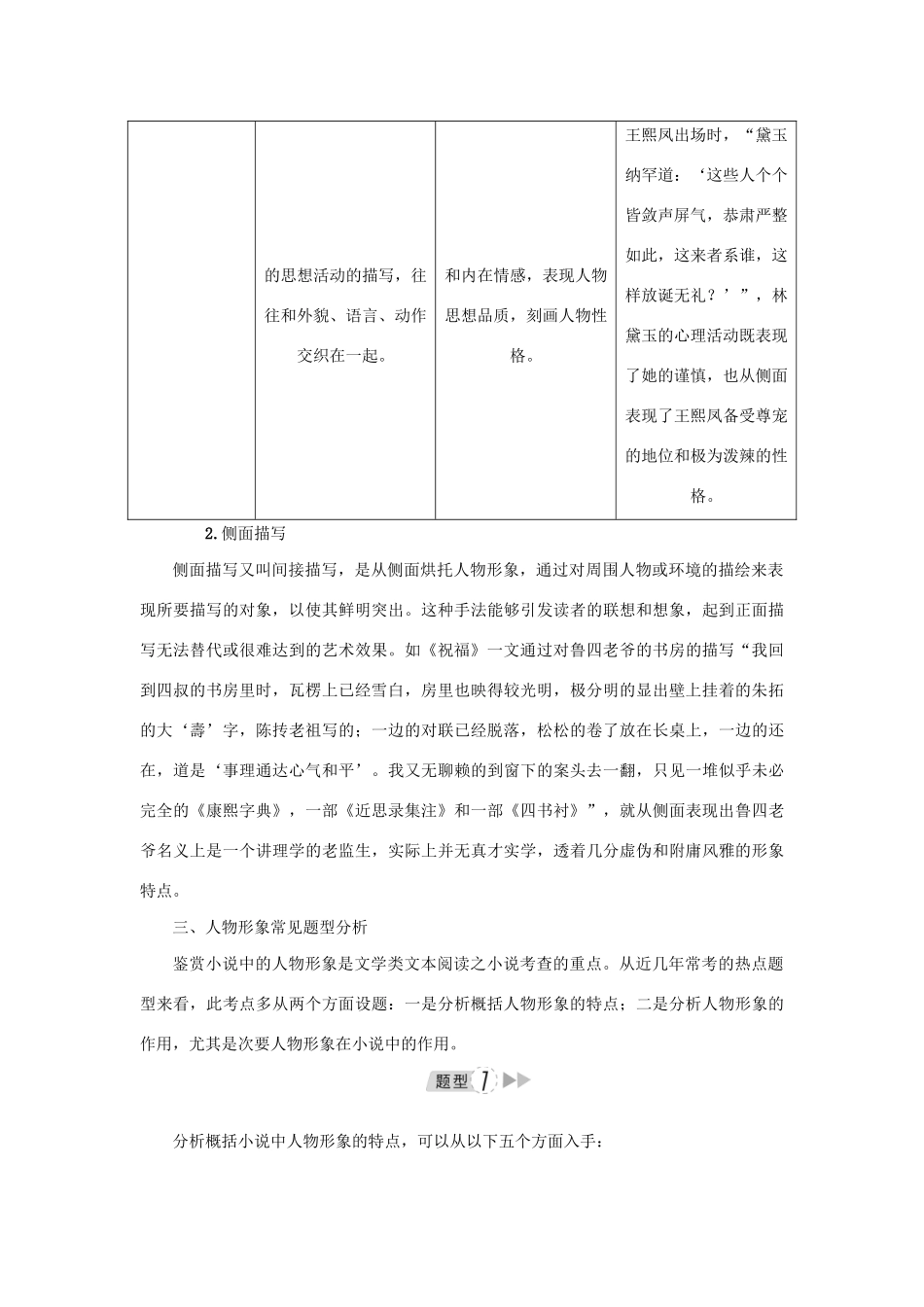 （新课标）高考语文一轮总复习 第7单元 文学类文本阅读 第一部分 小说阅读 第三节 分析、探究小说形象教案 新人教版-新人教版高三全册语文教案_第3页