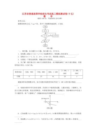 高三数学招生考试模拟测试试题（十五）-人教版高三全册数学试题