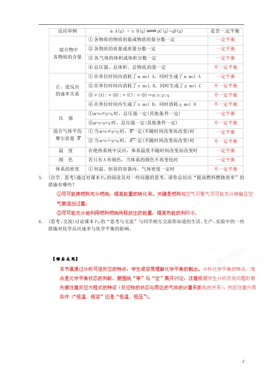 （新课标）高中化学 6.3.2 化学反应的速率和限度同步备课精品教案_第2页