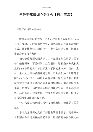 年轻干部培训心得体会