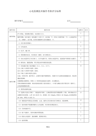 心电监测技术操作考核评分 