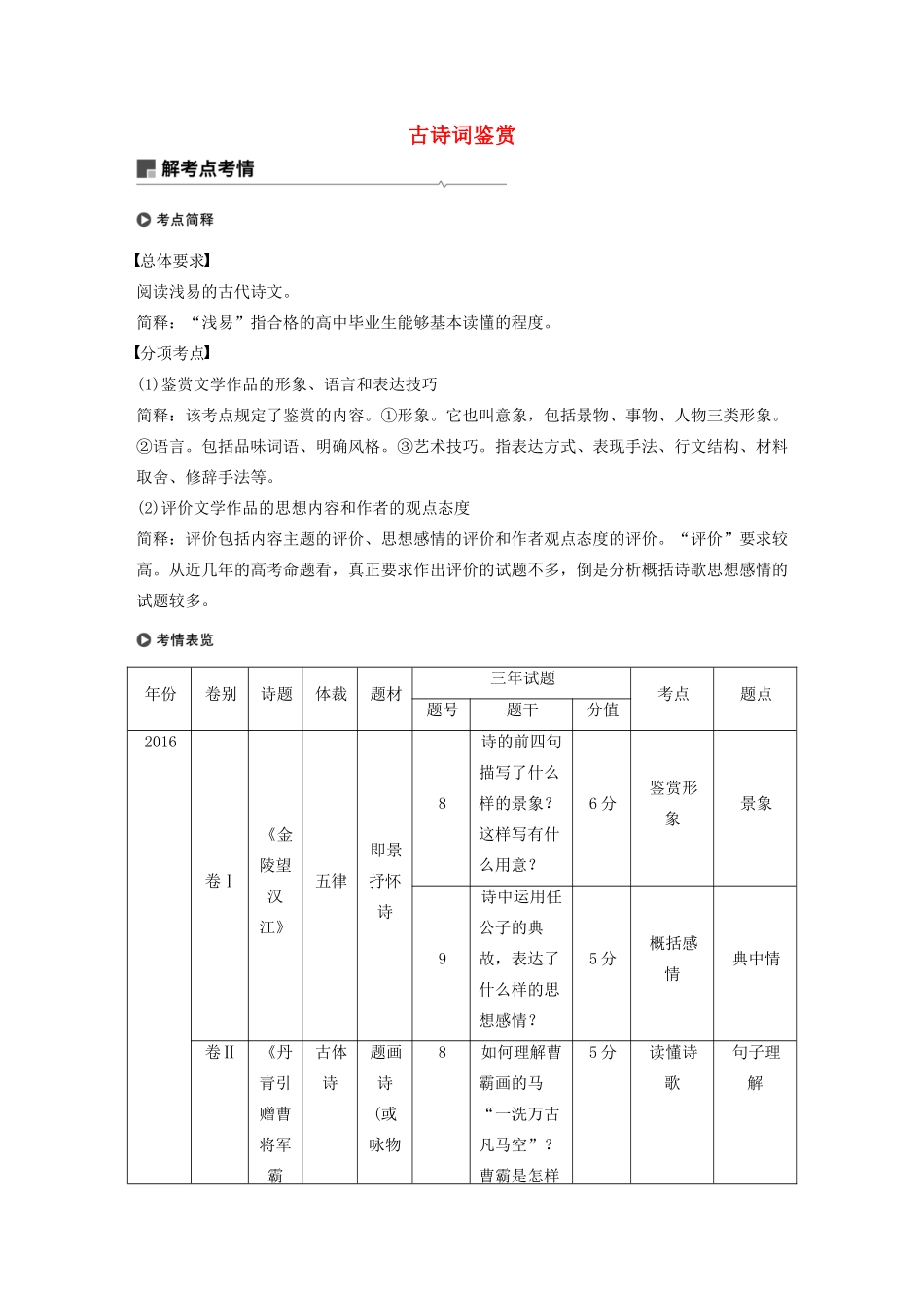 （人教通用版）高考语文新增分大一轮复习 专题九 古诗词鉴赏Ⅱ讲义（含解析）-人教版高三全册语文教案_第1页