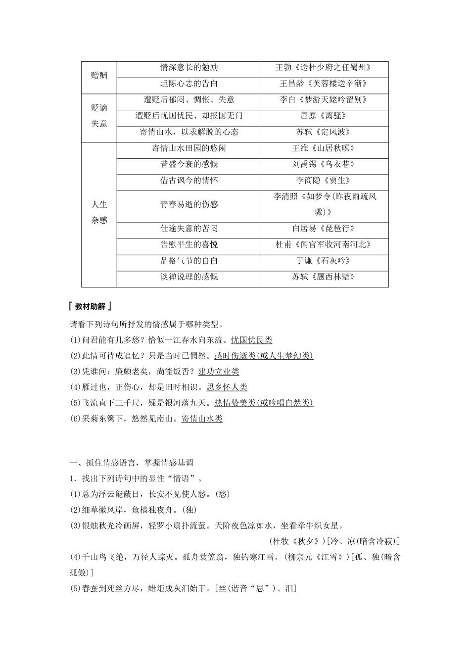 （人教通用版）高考语文新增分大一轮复习 专题九 古诗词鉴赏Ⅲ核心突破四讲义（含解析）-人教版高三全册语文教案_第3页