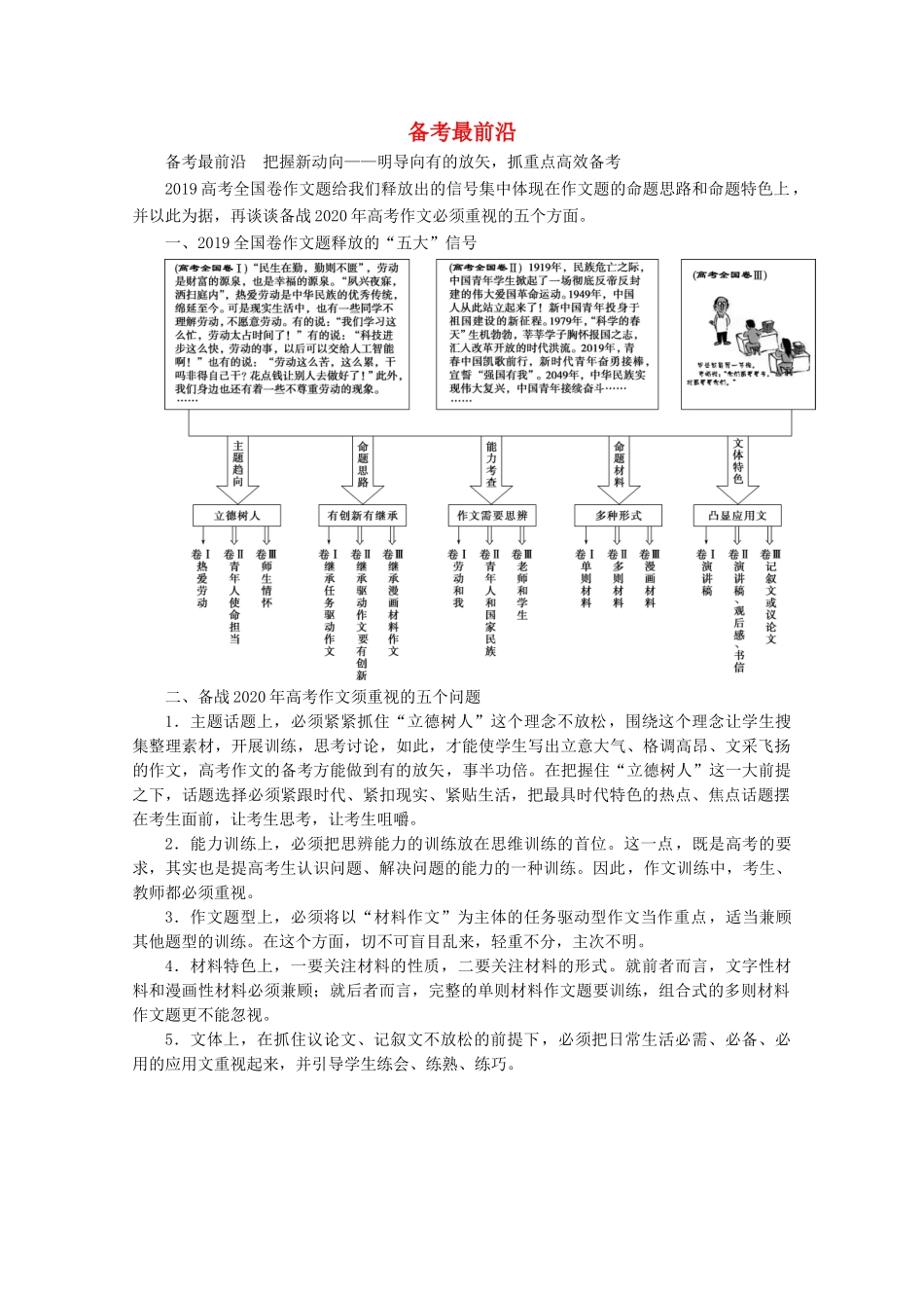 （京津鲁琼版）高考语文二轮复习 专题八 备考最前沿教案-人教版高三全册语文教案_第1页