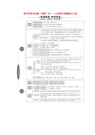 （京津鲁琼版）高考语文二轮复习 专题三 针对提升一 情节常常考设题“迷雾”多——小说情节类题满分之道教案-人教版高三全册语文教案