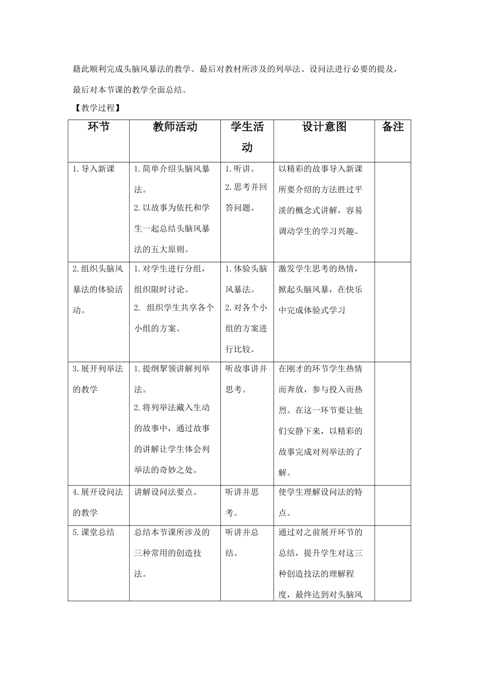 高中通用技术 “常用的创造技法”教学设计 苏教版必修1_第3页