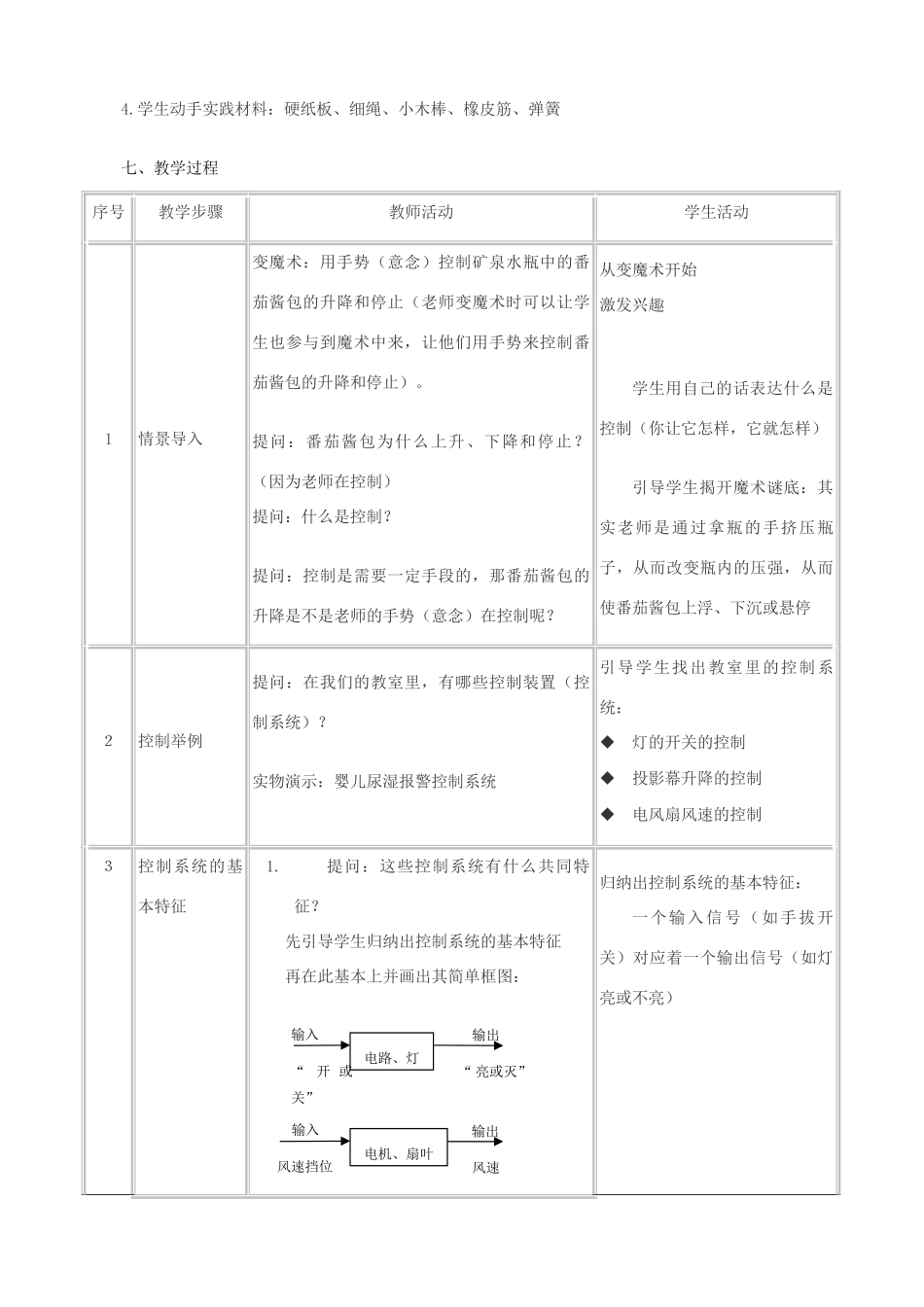 高中通用技术 控制系统的工作过程与方式1教案 苏教版必修2_第3页