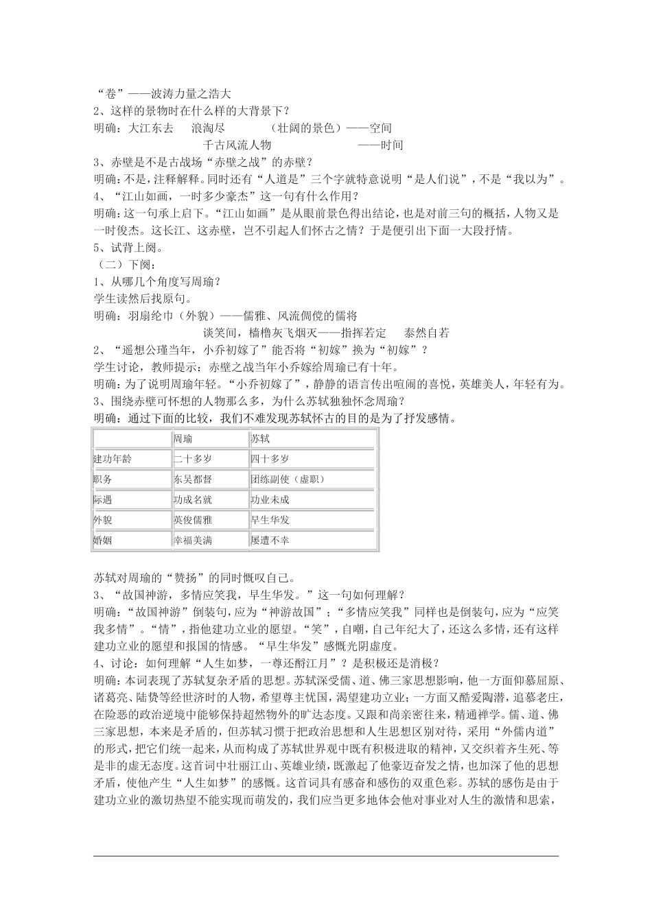 高中语文：2.5《苏轼词两首-念奴娇·赤壁怀古》教案（新人教版必修4））_第2页