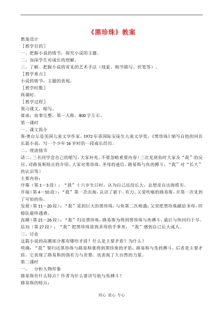 高中语文《黑珍珠》教案语文版第一册
