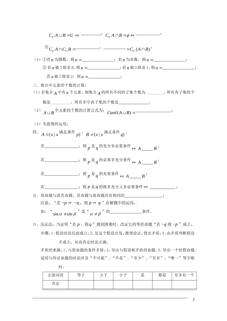 高三数学基础知识剖析 集合与简易逻辑_第2页