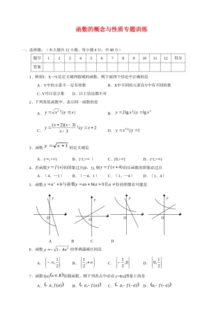 高三数学基本知识专题训练－－函数的概念与性质