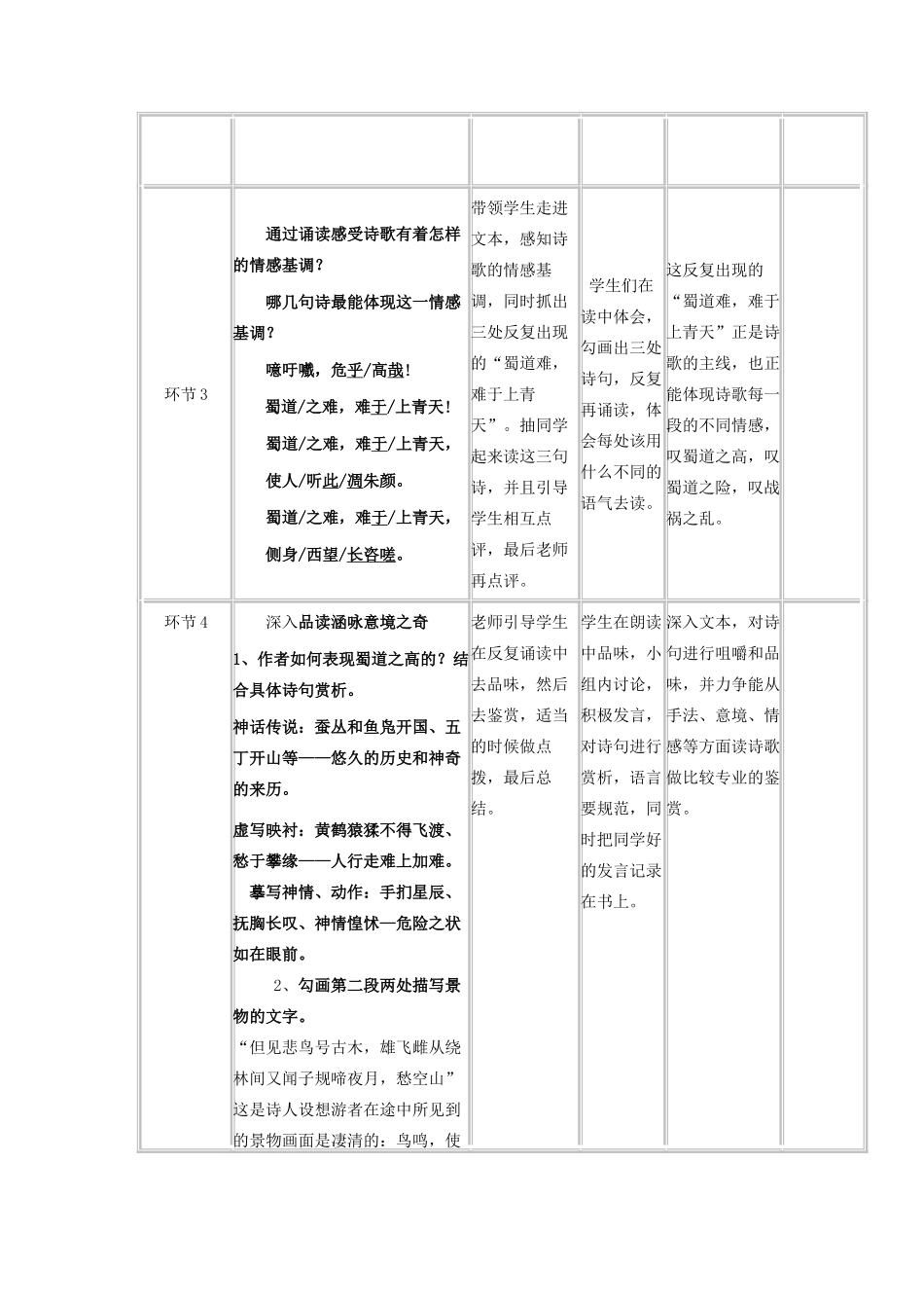高中语文《蜀道难》教学设计（第一周）新人教版必修3-新人教版高二必修3语文教案_第2页