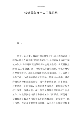 统计局年度个人工作总结
